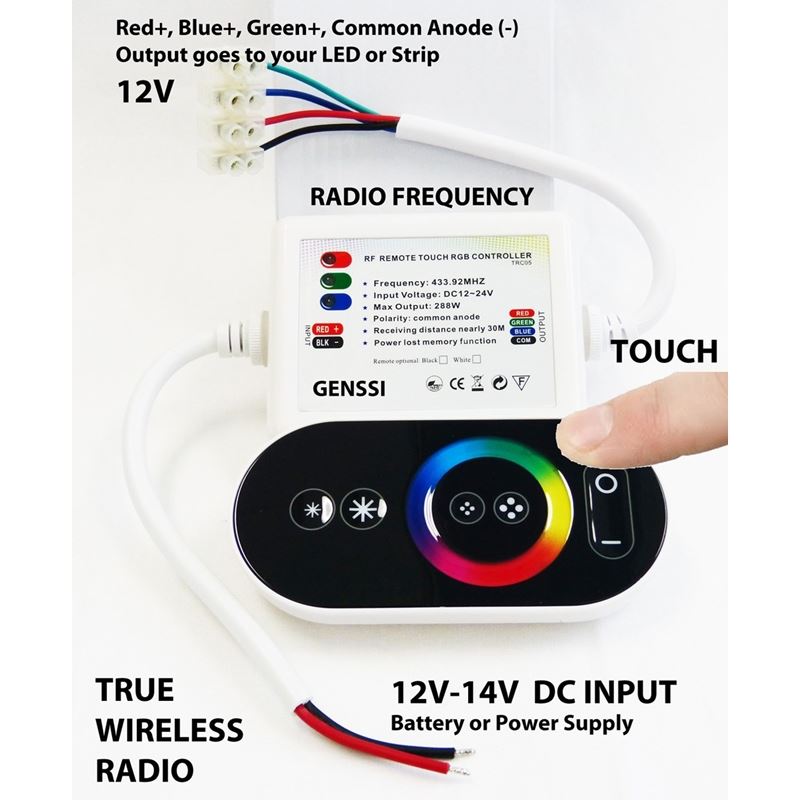 LED Strip RGB Controller RF Wireless Touch Color Wheel Black - Image 2