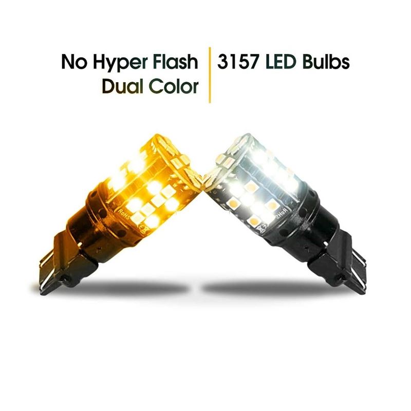 3157 3057 No Hyper Flash Super Canbus LED Bulbs Amber White (2 Pack) - Image 2