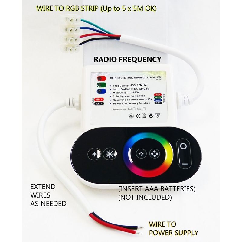 LED Strip RGB Controller RF Wireless Touch Color Wheel Black - Image 4