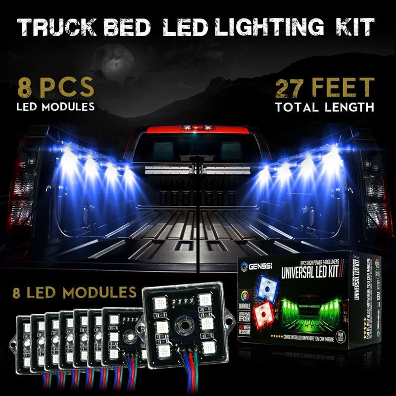 8 Module 48 LED RGB Color Wireless Exterior Truck Bed Rock Lights - Image 2